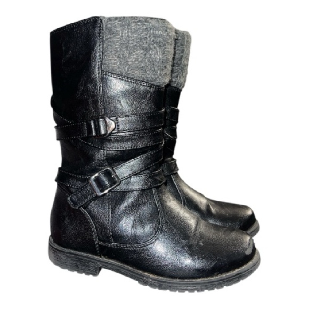 Luli Fama Black Kids Boots with Gray Lining